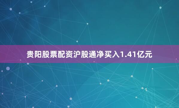 贵阳股票配资沪股通净买入1.41亿元